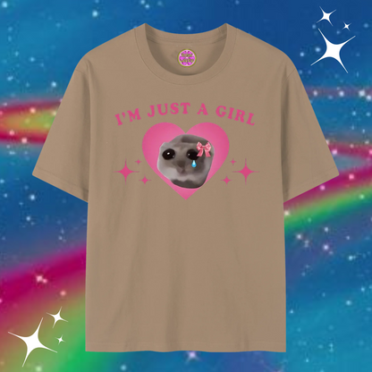 I'm Just A Girl Baggy Tee Khaki Shirts & Tops PinkLimes Trending Streetwear