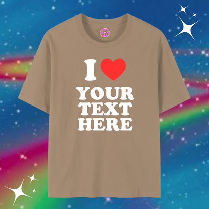 I Love Custom Baggy Tee Khaki Shirts & Tops PinkLimes Trending Streetwear