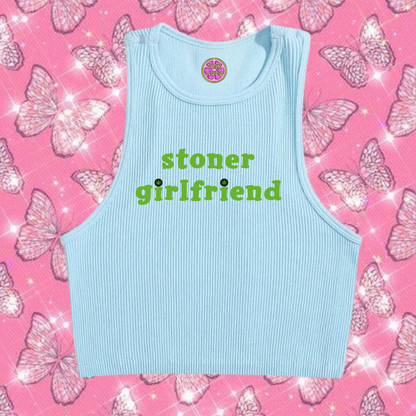 Stoner Girlfriend Tank Top Light Blue Shirts & Tops PinkLimes Trending Streetwear