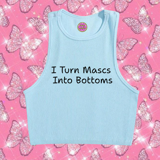 Turn Mascs Into Bottoms Crop Tank Top Light Blue Shirts & Tops PinkLimes Trending Streetwear
