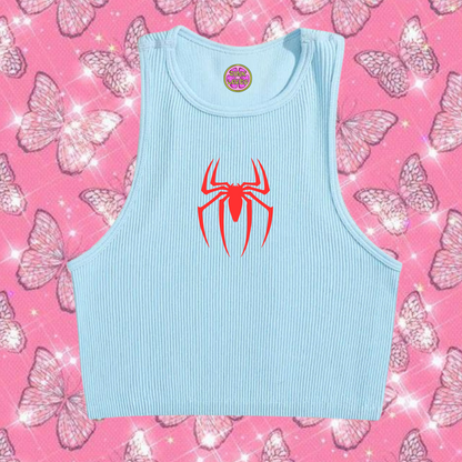 Red Spider Tank Top Light Blue Shirts & Tops PinkLimes Trending Streetwear