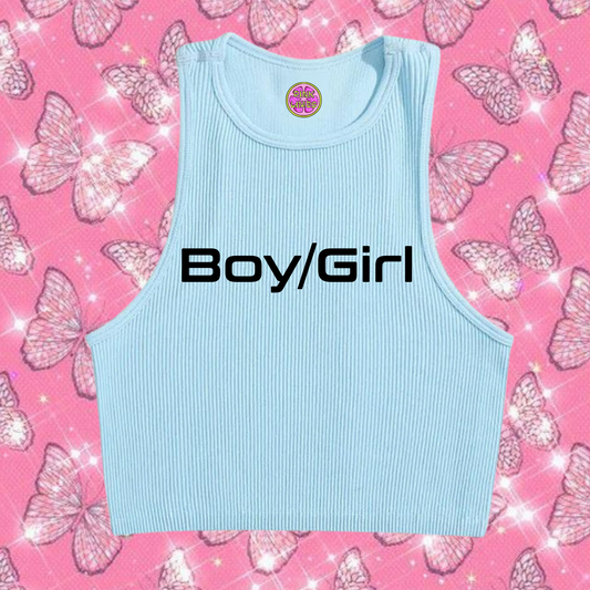 Boy/Girl Crop Tank Top Light Blue Shirts & Tops PinkLimes Trending Streetwear