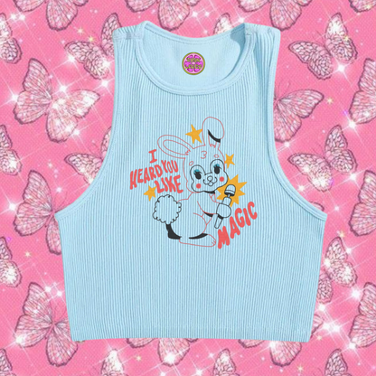 I Heard You Like Magic Crop Tank Top Light Blue Shirts & Tops PinkLimes Trending Streetwear