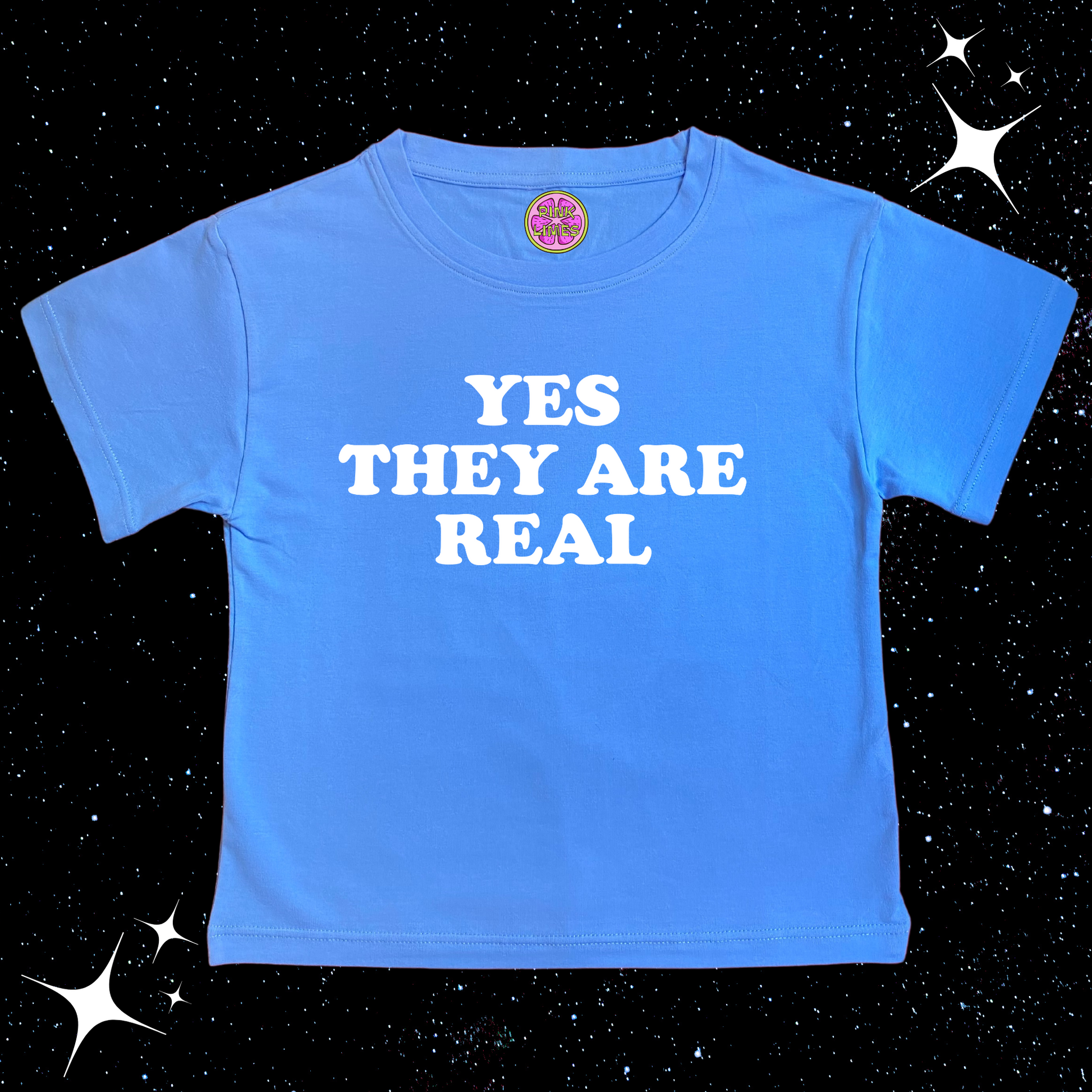 Yes They Are Real Crop Tee Lake Blue Shirts & Tops PinkLimes Trending Streetwear