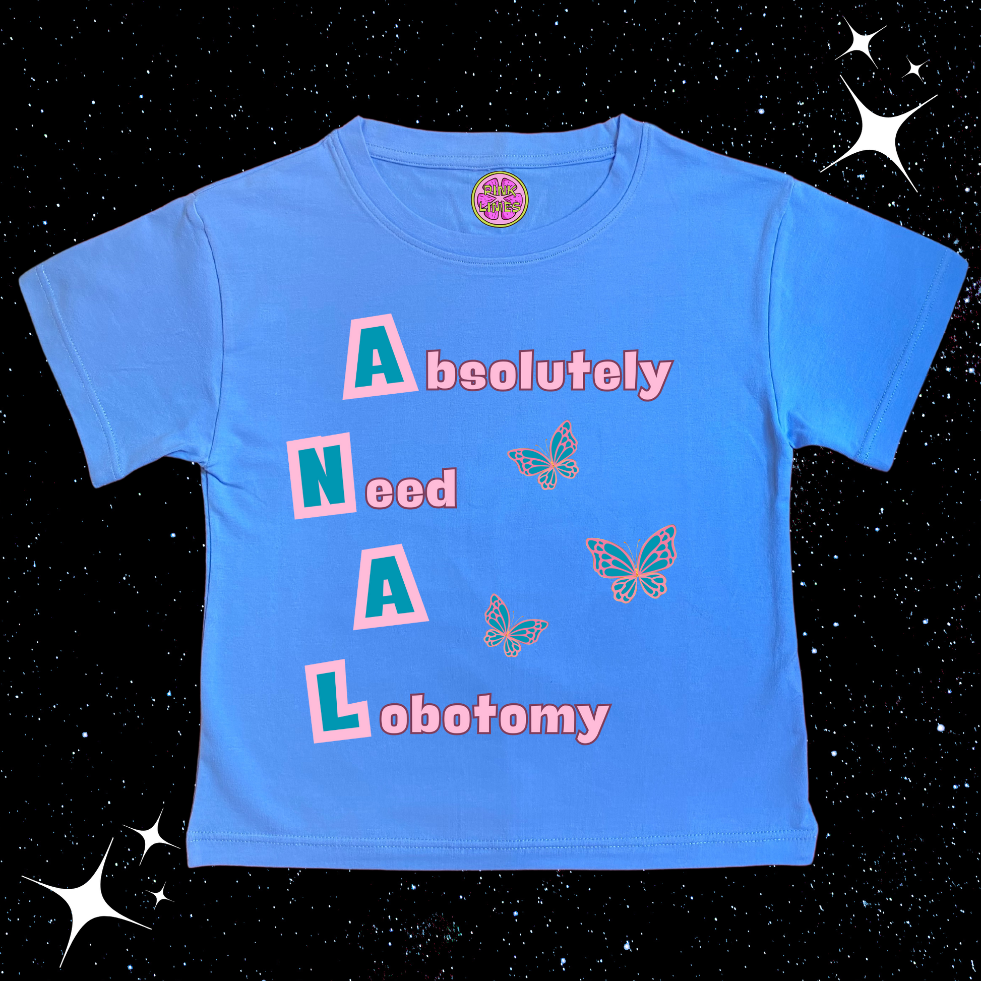 Absolutely Need A Lobotomy Crop Tee Lake Blue Shirts & Tops PinkLimes Trending Streetwear