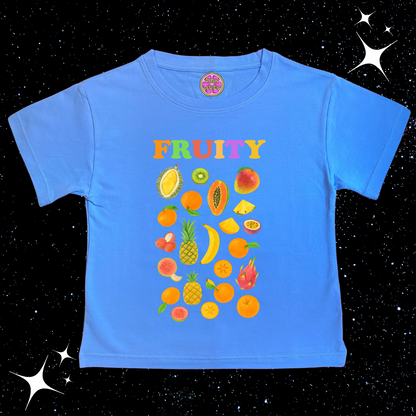 Fruity Crop Tee Lake Blue Shirts & Tops PinkLimes Trending Streetwear