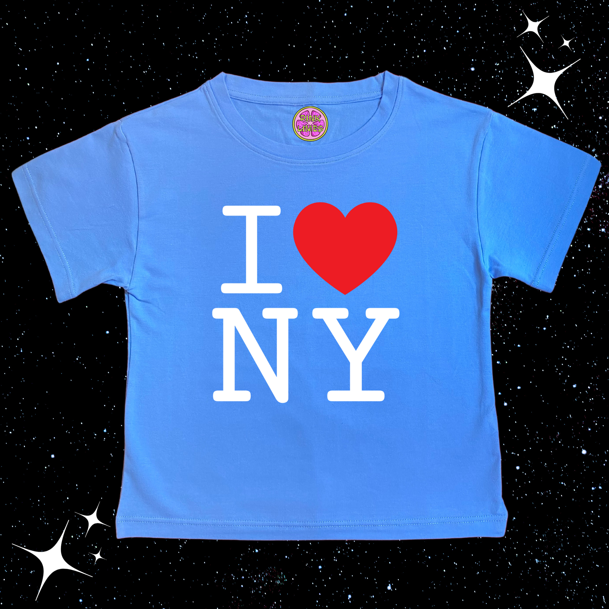 I Love NY Crop Tee Lake Blue Shirts & Tops PinkLimes Trending Streetwear