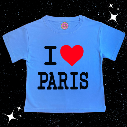 I Love Paris Crop Tee Blue Shirts & Tops PinkLimes Trending Streetwear