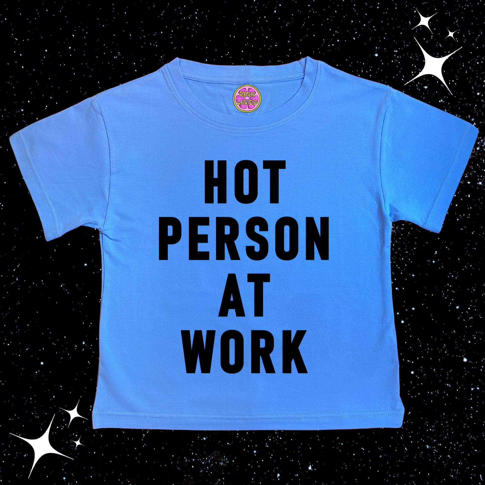 Hot Person At Work Crop Tee Lake Blue Shirts & Tops PinkLimes Trending Streetwear