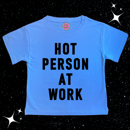 Hot Person At Work Crop Tee Lake Blue Shirts & Tops PinkLimes Trending Streetwear