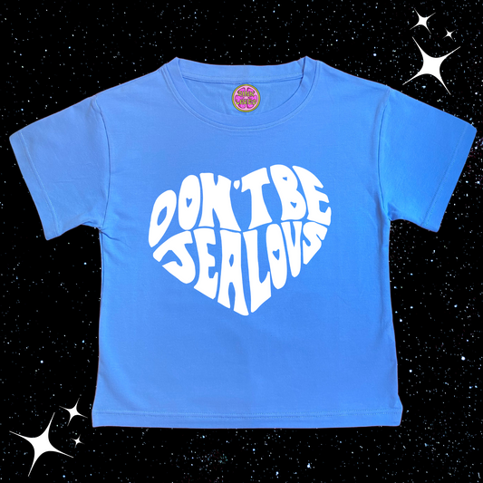 Don't Be Jealous Crop Tee Lake Blue Shirts & Tops PinkLimes Trending Streetwear