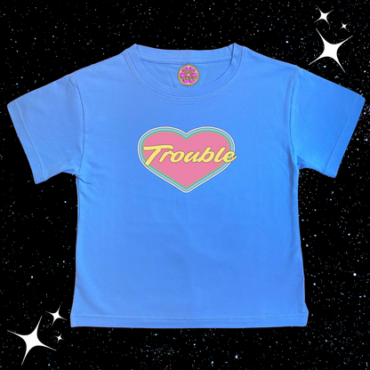 Trouble Crop Tee Lake Blue Shirts & Tops PinkLimes Trending Streetwear