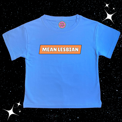 Mean Lesbian Crop Tee Lake Blue Shirts & Tops PinkLimes Trending Streetwear