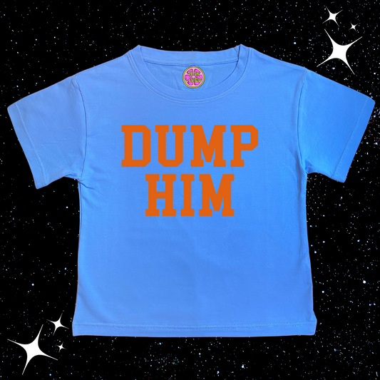 Blue Dump Him Crop Tee Shirts & Tops PinkLimes Trending Streetwear