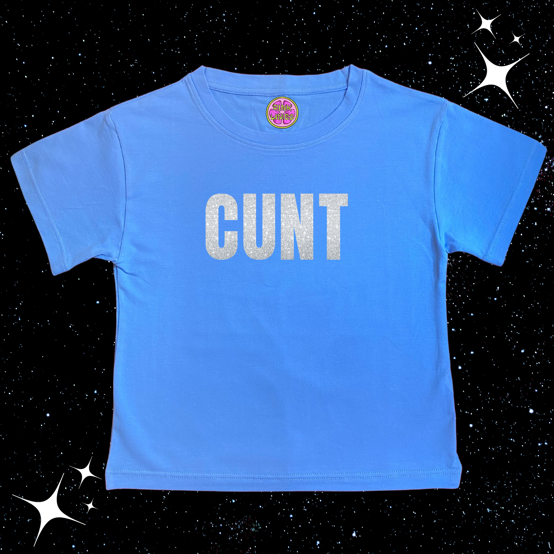 C*nt Crop Tee Lake Blue Shirts & Tops PinkLimes Trending Streetwear
