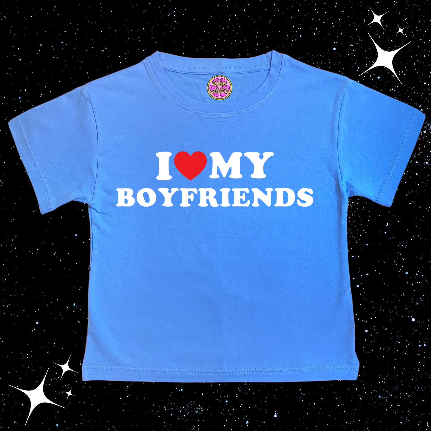 I Love My Boyfriends Crop Tee Lake Blue Shirts & Tops PinkLimes Trending Streetwear