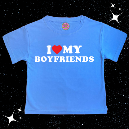I Love My Boyfriends Crop Tee Lake Blue Shirts & Tops PinkLimes Trending Streetwear