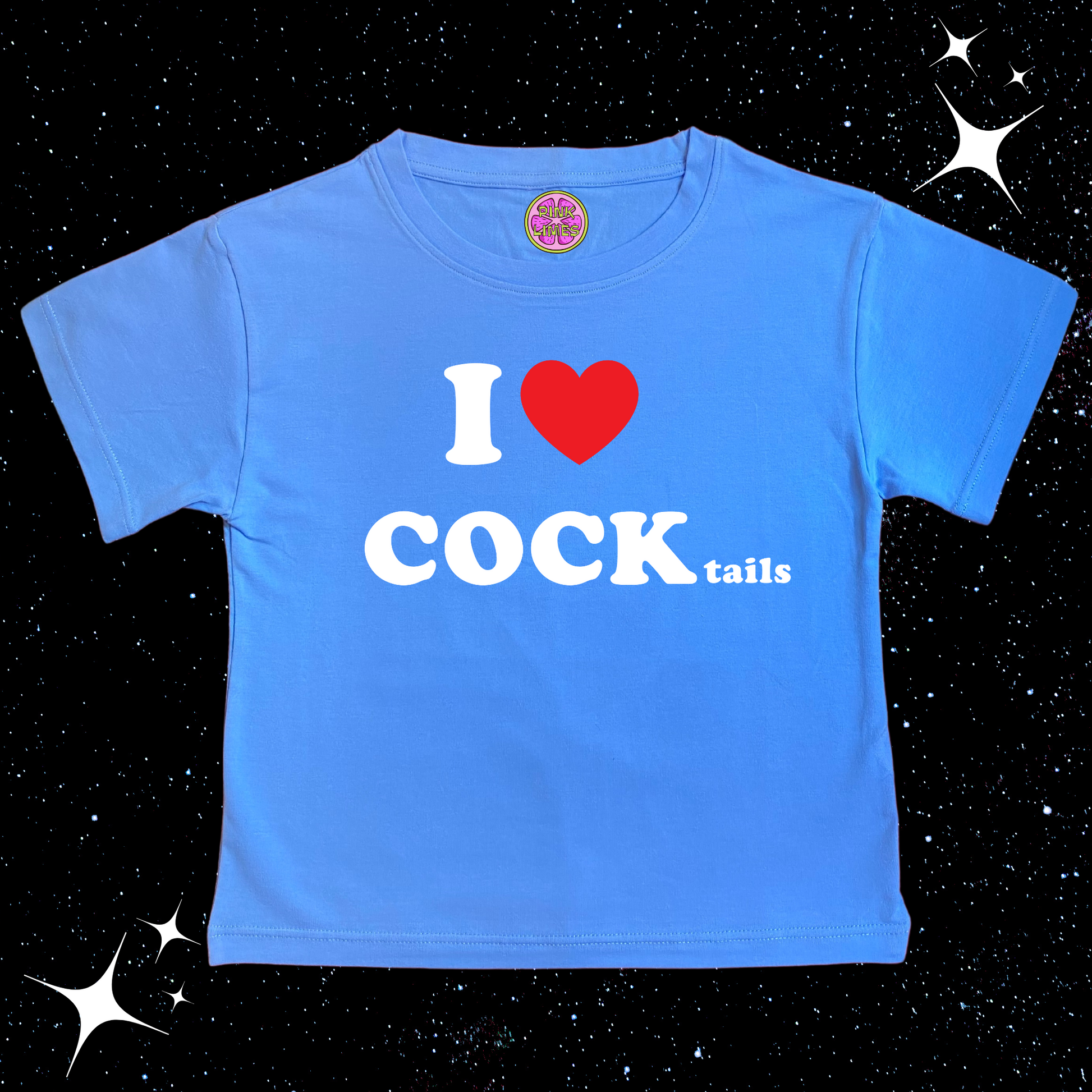 I LOVE COCKtails Crop Tee Lake Blue Shirts & Tops PinkLimes Trending Streetwear