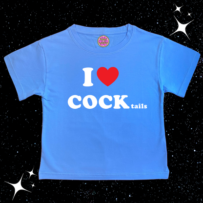I LOVE COCKtails Crop Tee Lake Blue Shirts & Tops PinkLimes Trending Streetwear