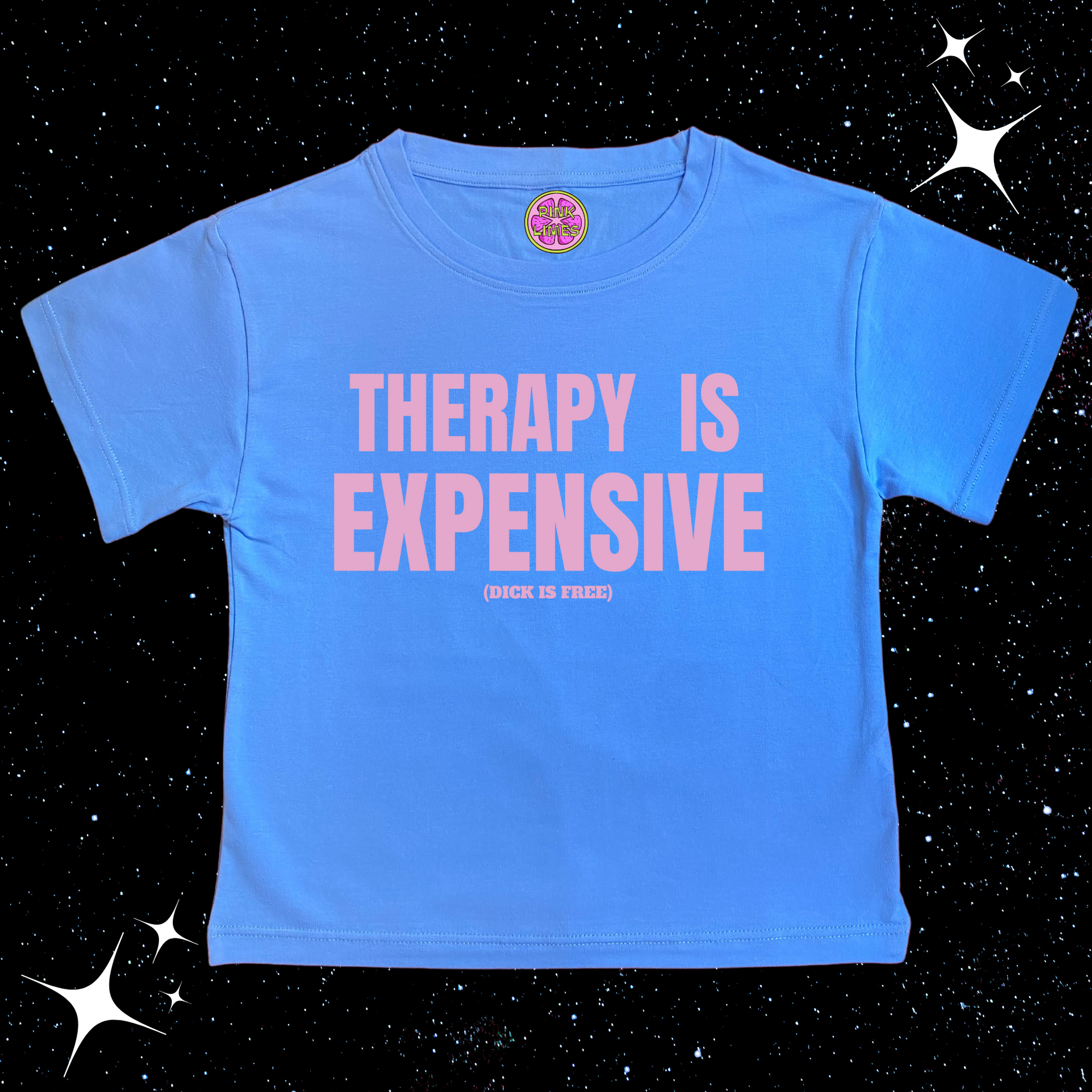 Therapy Is Expensive Crop Tee Lake Blue Shirts & Tops PinkLimes Trending Streetwear