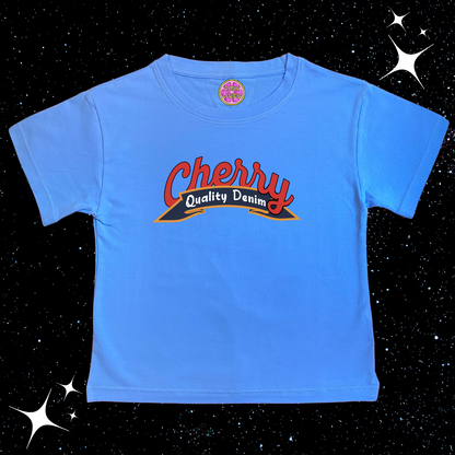 Cherry Crop Tee Lake Blue Shirts & Tops PinkLimes Trending Streetwear