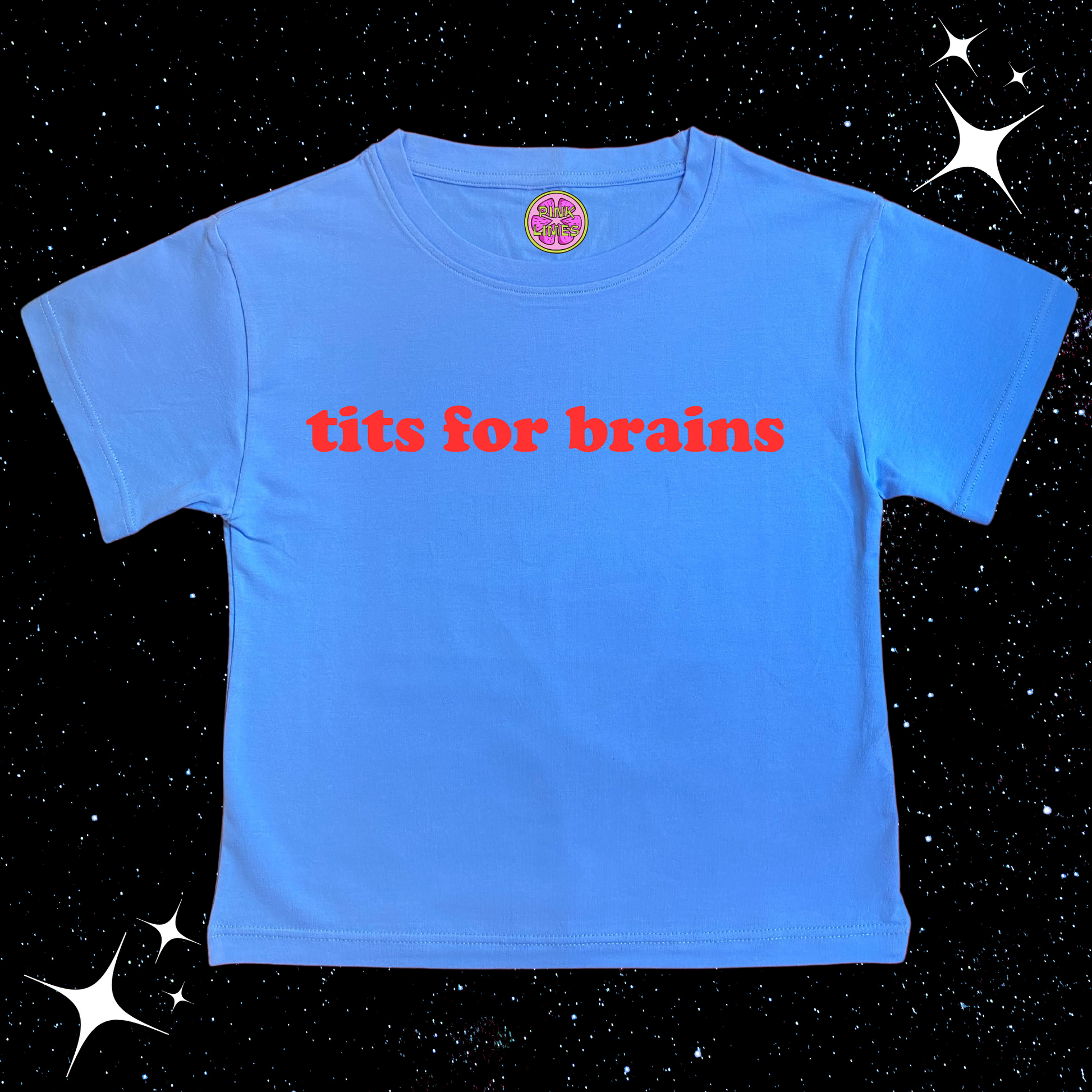tits for brains Crop Tee Lake Blue Shirts & Tops PinkLimes Trending Streetwear