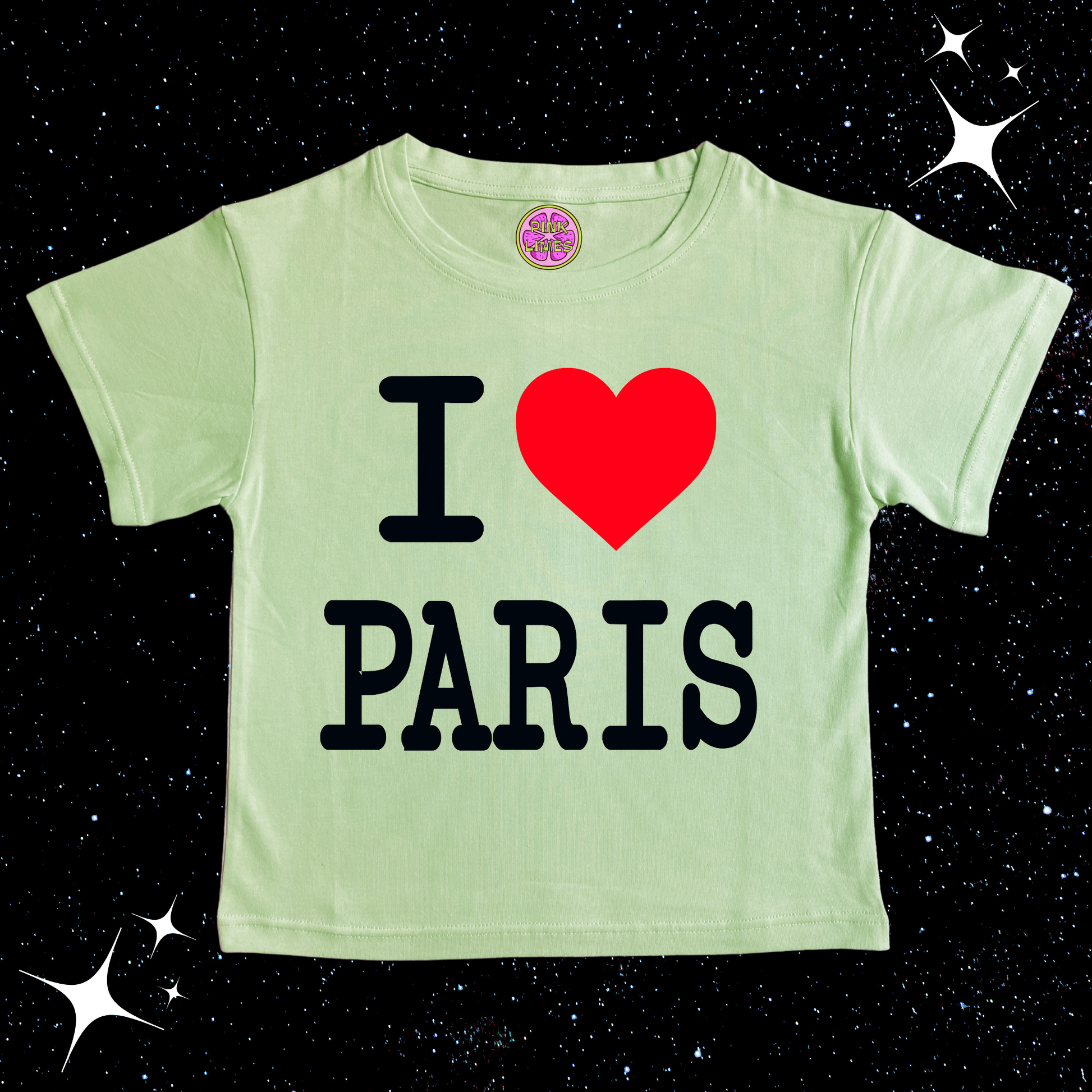 I Love Paris Crop Tee Light Green Shirts & Tops PinkLimes Trending Streetwear