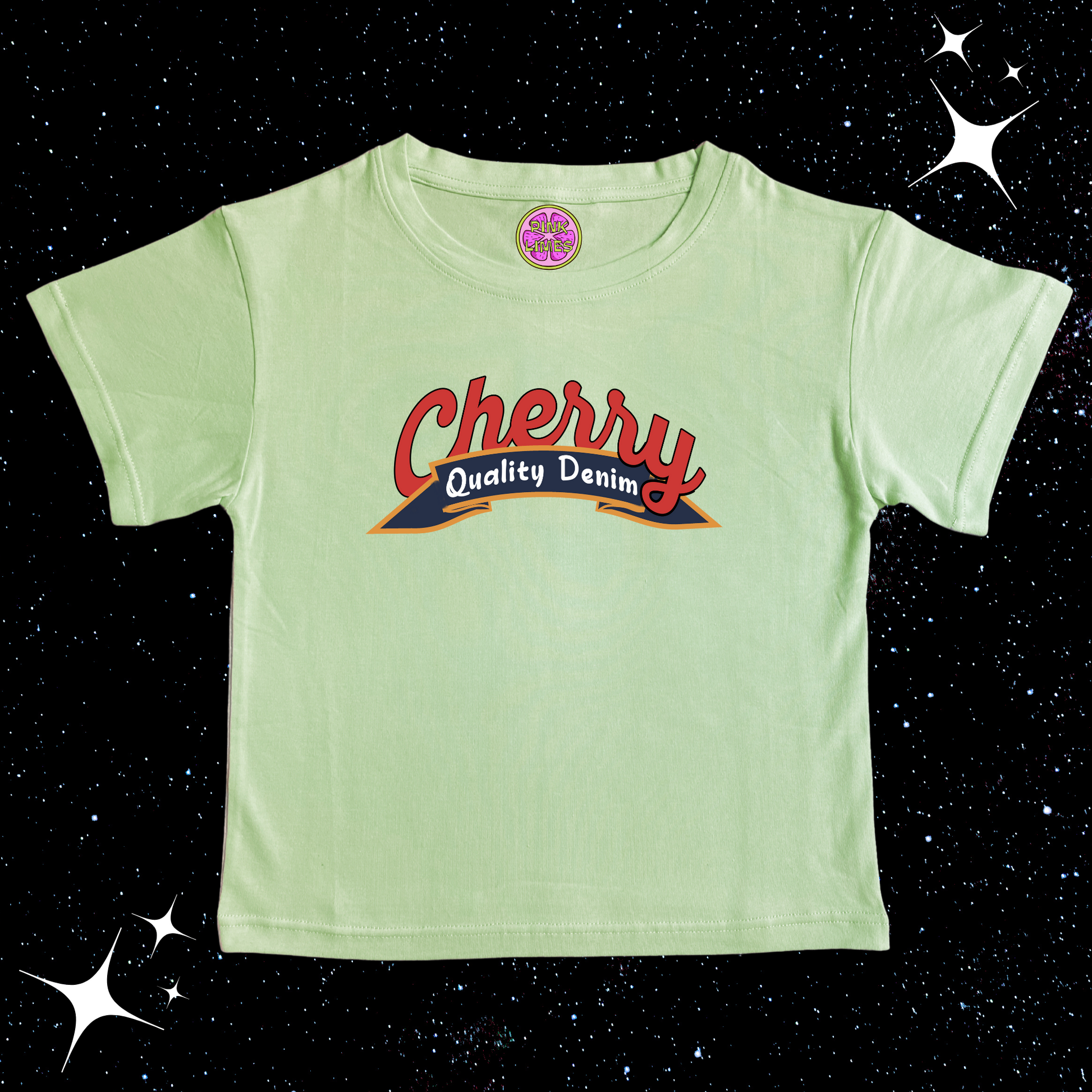 Cherry Crop Tee Light Green Shirts & Tops PinkLimes Trending Streetwear