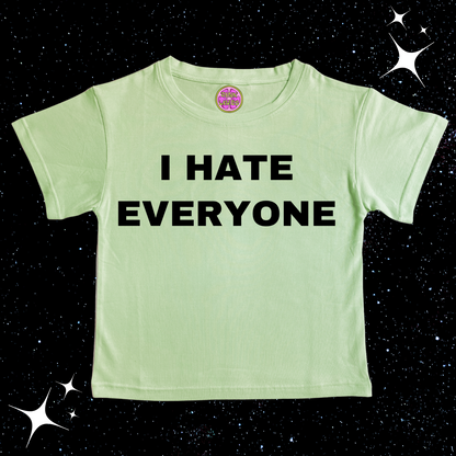 I HATE EVERYONE Crop Tee Light Green Shirts & Tops PinkLimes Trending Streetwear