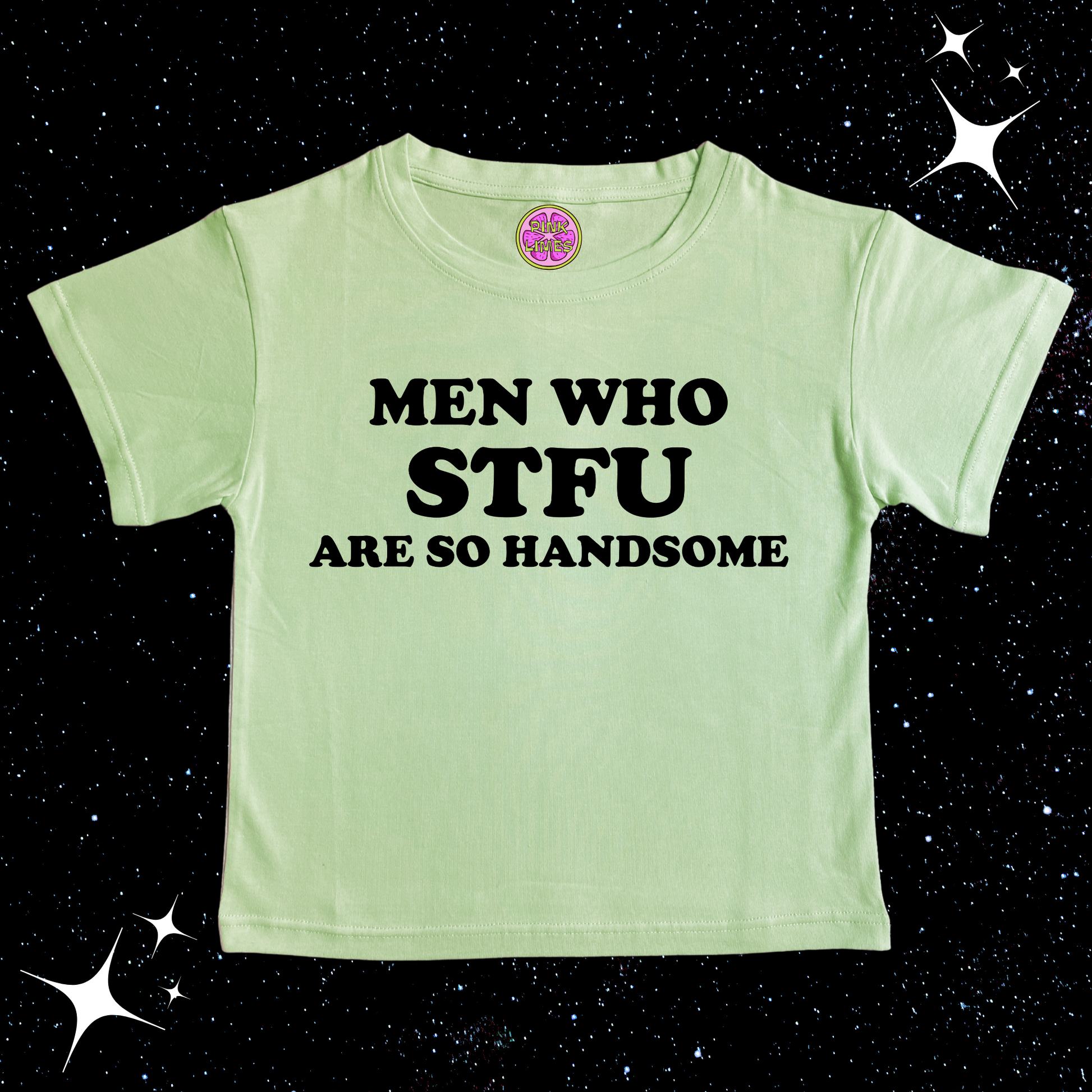 Men Who STFU Are So Handsome Crop Tee Light Green Shirts & Tops PinkLimes Trending Streetwear