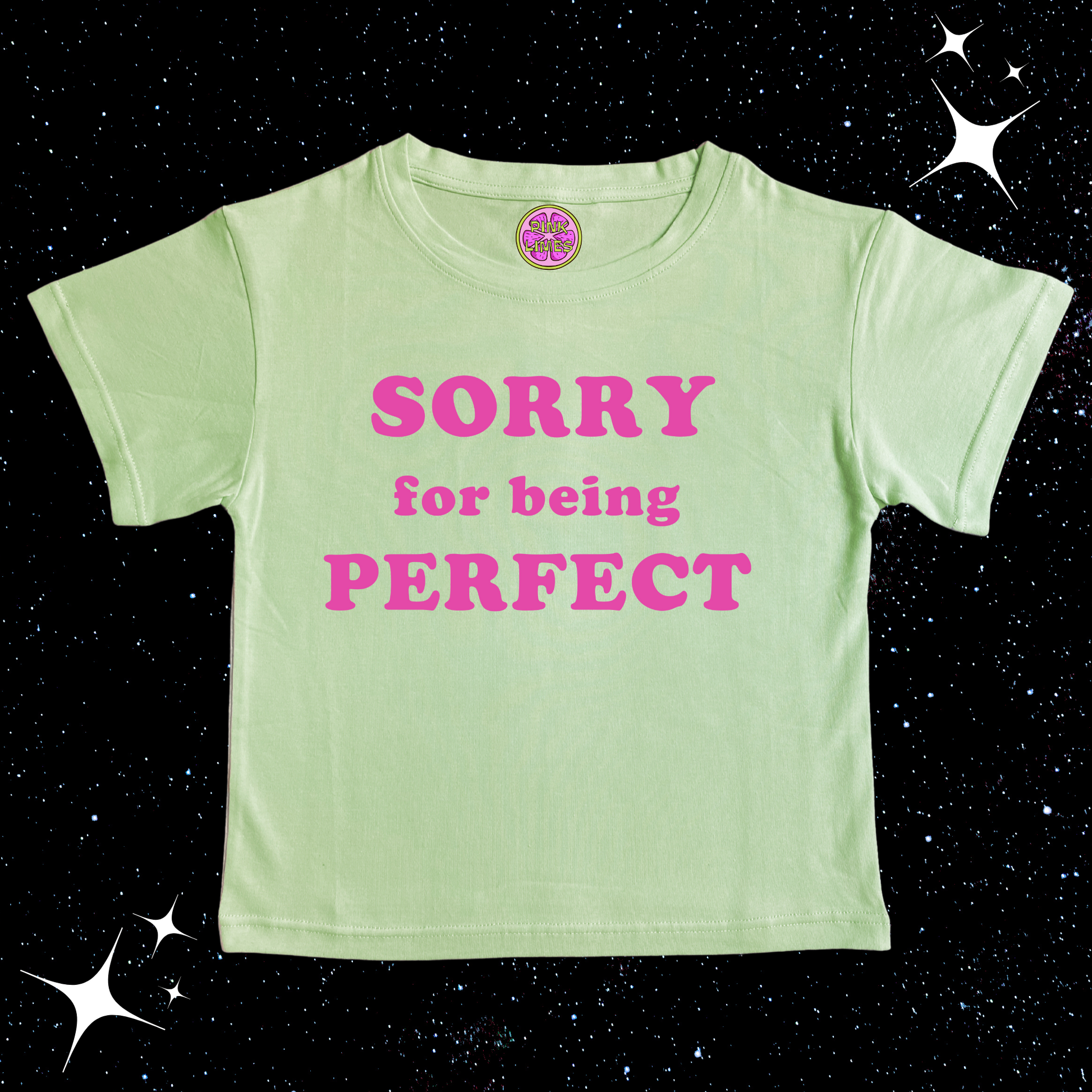 Sorry For Being Perfect Crop Tee Light Green Shirts & Tops PinkLimes Trending Streetwear