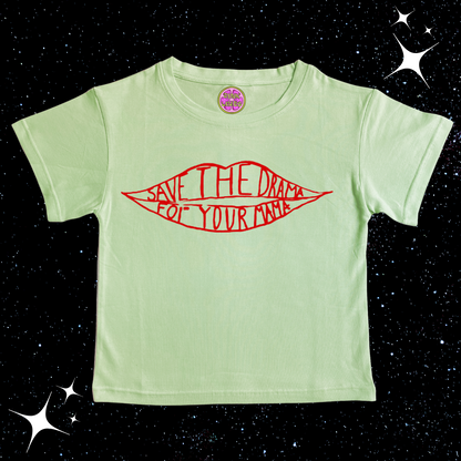 Save The Drama For Your Mama Crop Tee Light Green Shirts & Tops PinkLimes Trending Streetwear