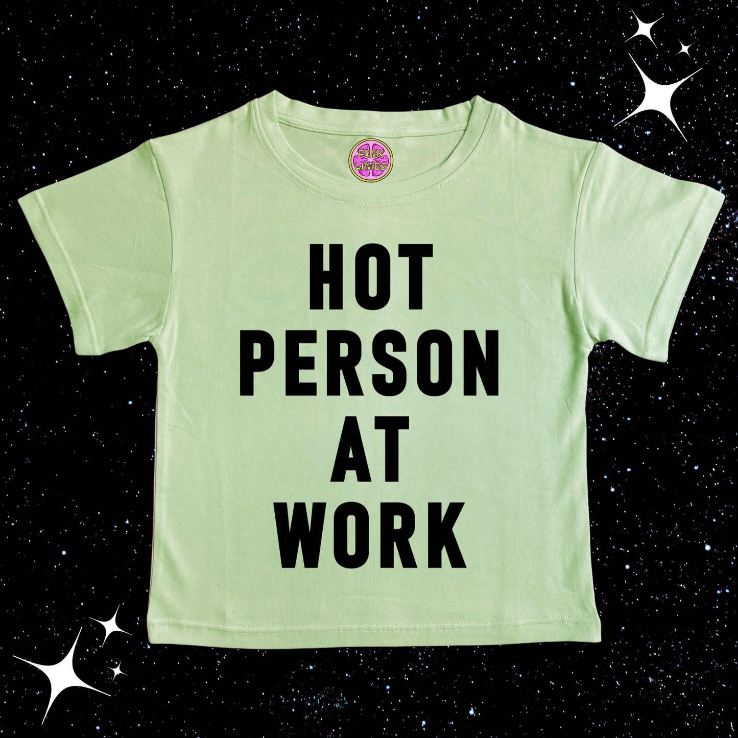 Hot Person At Work Crop Tee Light Green Shirts & Tops PinkLimes Trending Streetwear