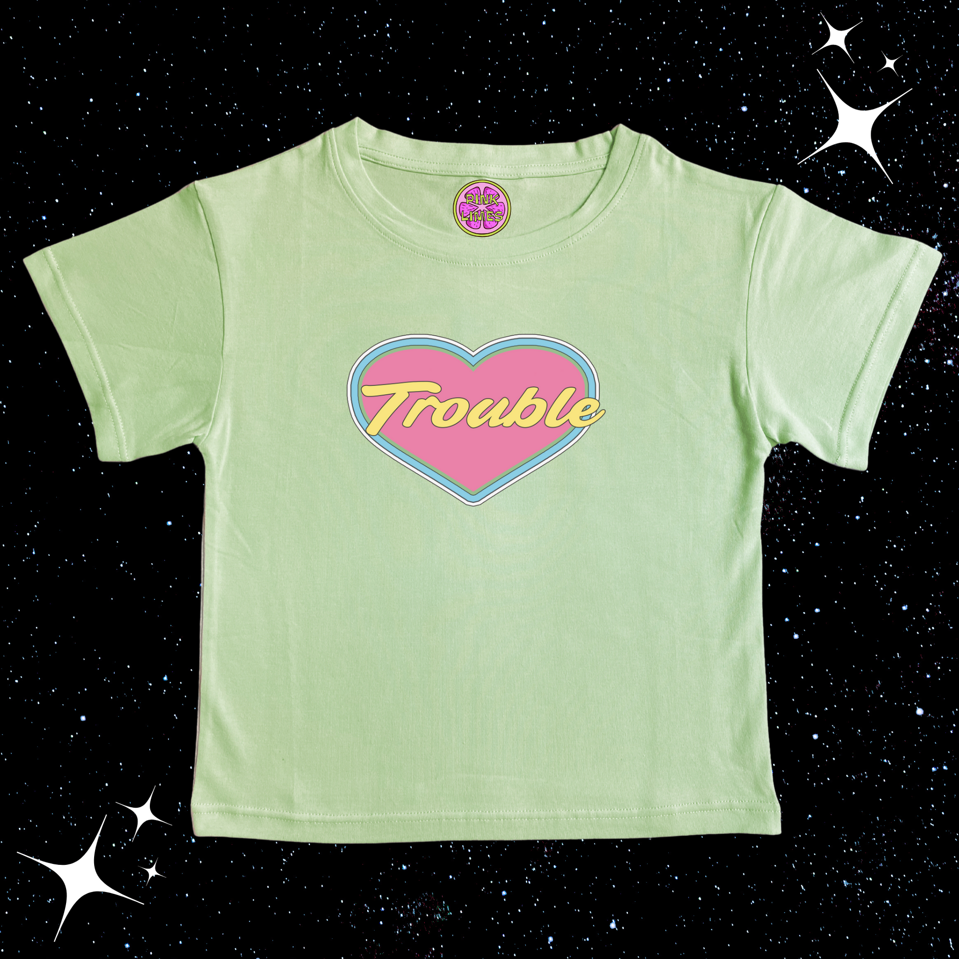 Trouble Crop Tee Light Green Shirts & Tops PinkLimes Trending Streetwear