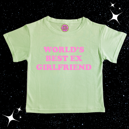 Worlds Best Ex Girlfriend Crop Tee Light Green Shirts & Tops PinkLimes Trending Streetwear