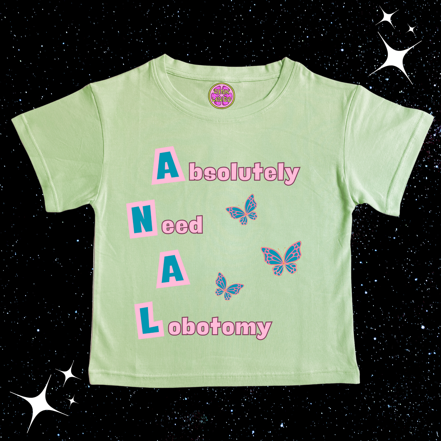 Absolutely Need A Lobotomy Crop Tee Light Green Shirts & Tops PinkLimes Trending Streetwear