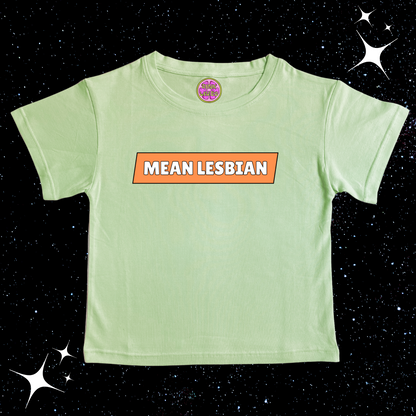 Mean Lesbian Crop Tee Light Green Shirts & Tops PinkLimes Trending Streetwear