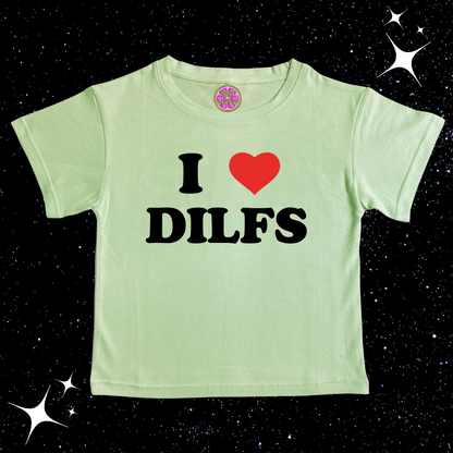 I Love DILFS Crop Tee Shirts & Tops PinkLimes Trending Streetwear