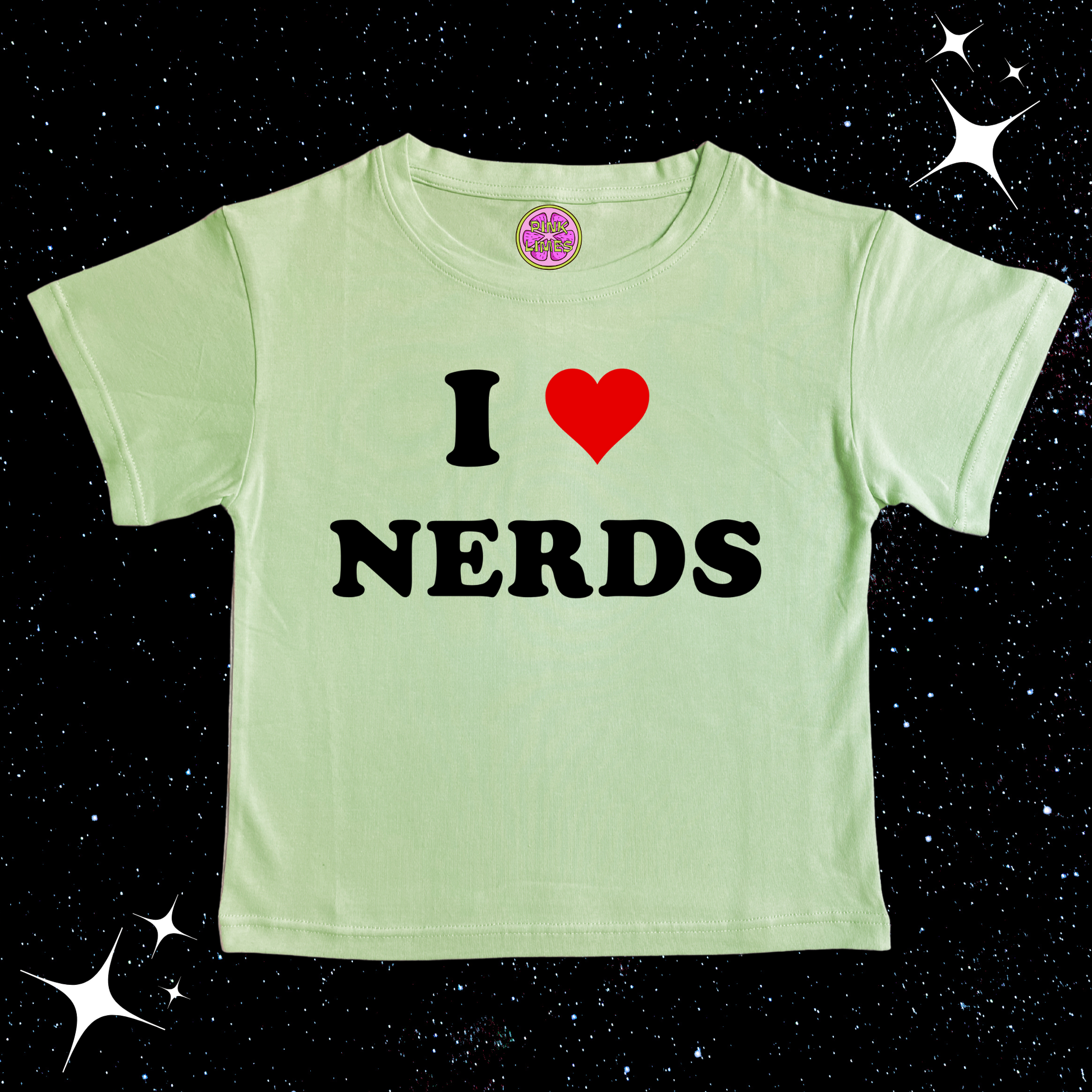 I Love Nerds Crop Tee Light Green Shirts & Tops PinkLimes Trending Streetwear