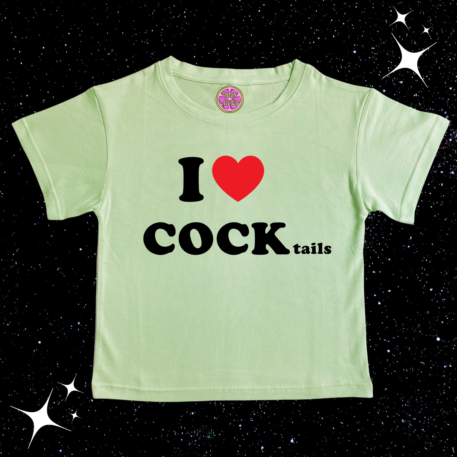 I LOVE COCKtails Crop Tee Light Green Shirts & Tops PinkLimes Trending Streetwear