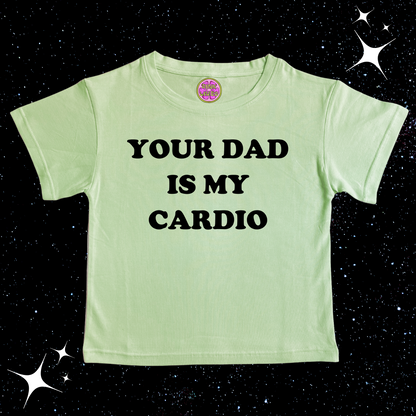 Your Dad Is My Cardio Crop Tee Light Green Shirts & Tops PinkLimes Trending Streetwear