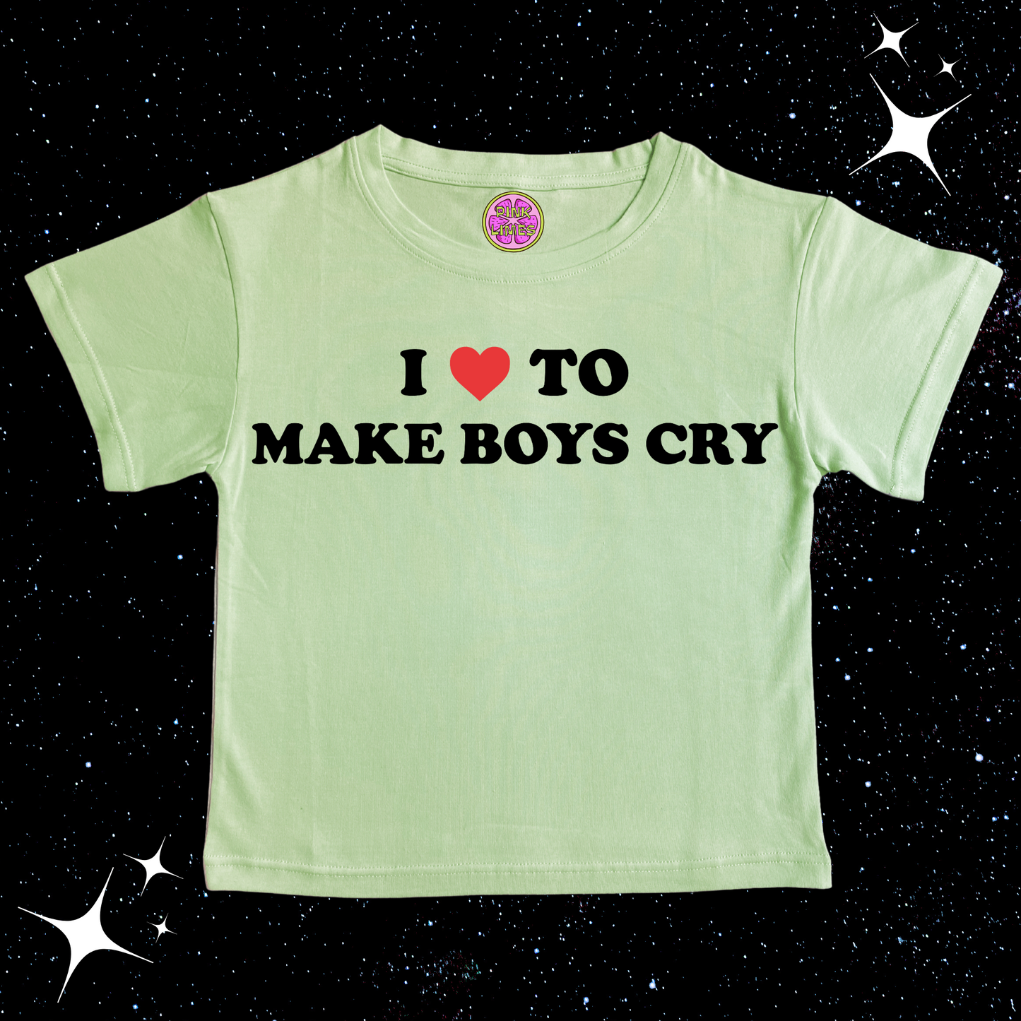 I Love To Make Boys Cry Crop Tee Light Green Shirts & Tops PinkLimes Trending Streetwear