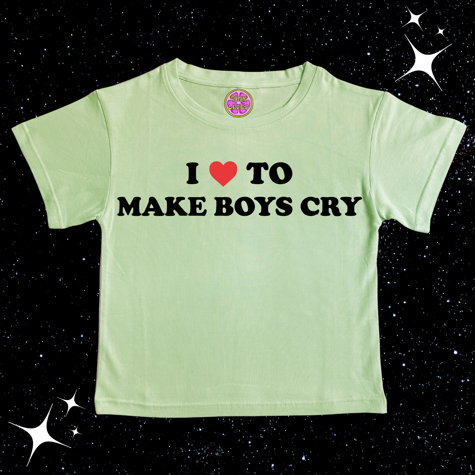 I Love To Make Boys Cry Crop Tee Light Green Shirts & Tops PinkLimes Trending Streetwear