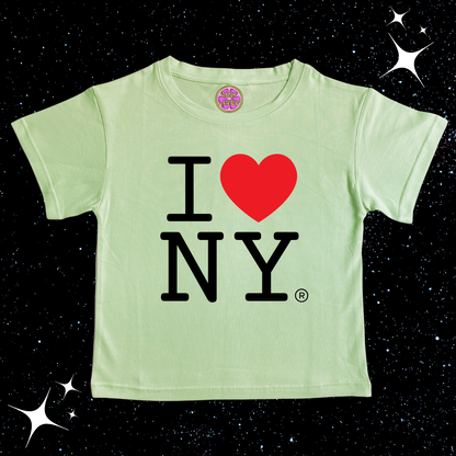 I Love NY Crop Tee Light Green Shirts & Tops PinkLimes Trending Streetwear