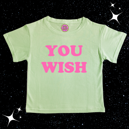 You Wish Crop Tee Light Green Shirts & Tops PinkLimes Trending Streetwear