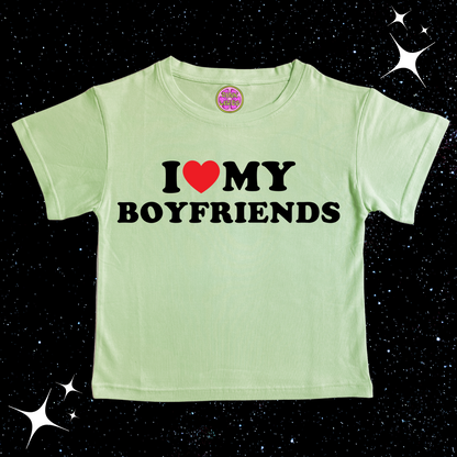I Love My Boyfriends Crop Tee Light Green Shirts & Tops PinkLimes Trending Streetwear