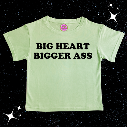 Big Heart Bigger Ass Crop Tee Light Green Shirts & Tops PinkLimes Trending Streetwear