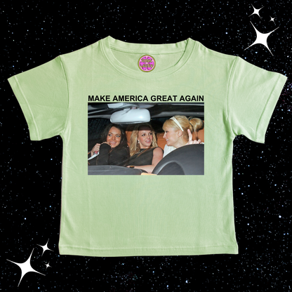 Make America Great Again Crop Tee Light Green Shirts & Tops PinkLimes Trending Streetwear