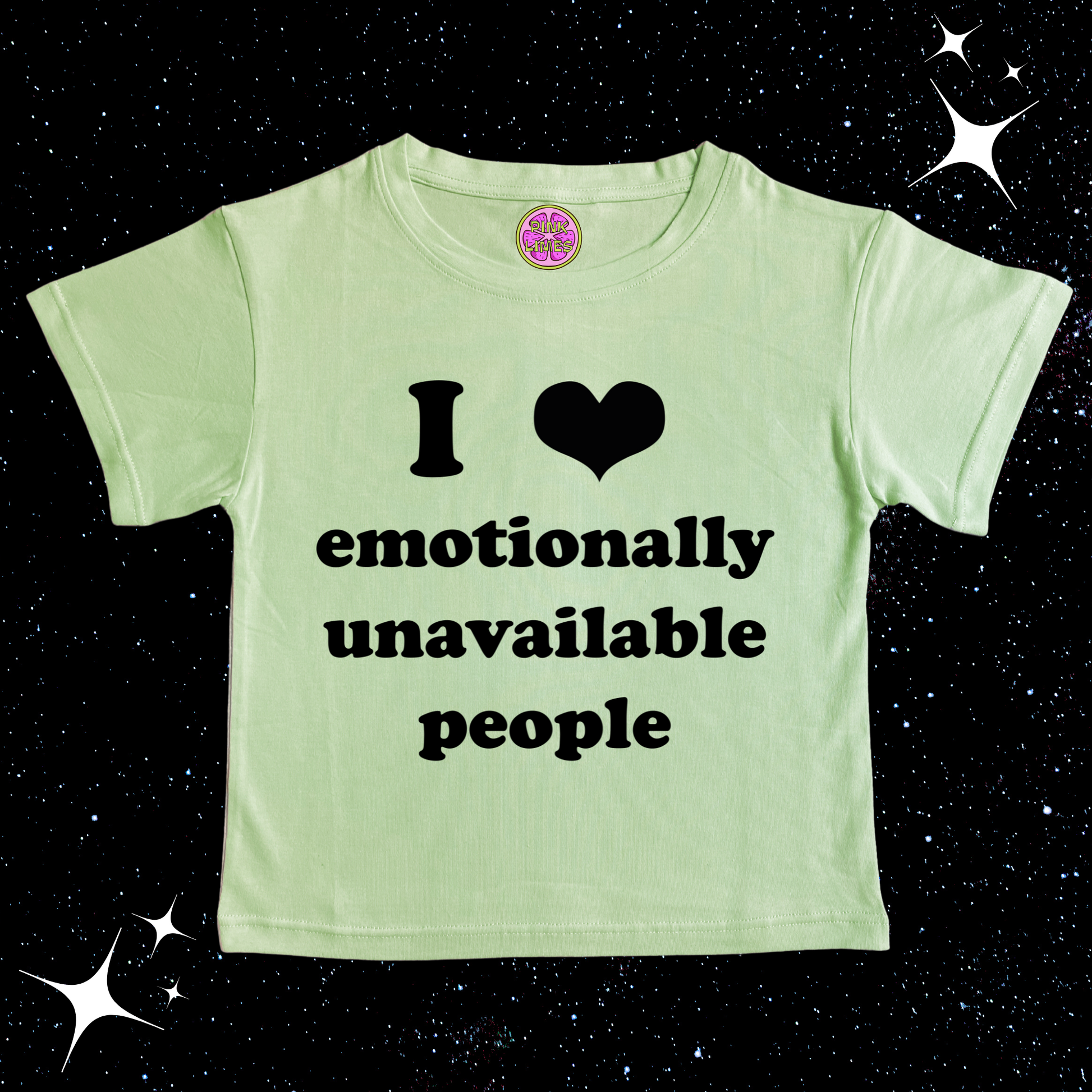 I Love Emotionally Unavailable People Crop Tee Light Green Shirts & Tops PinkLimes Trending Streetwear