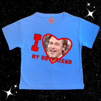 I Love My Boyfriend Custom Photo Crop Tee Light Blue Shirts & Tops PinkLimes Trending Streetwear